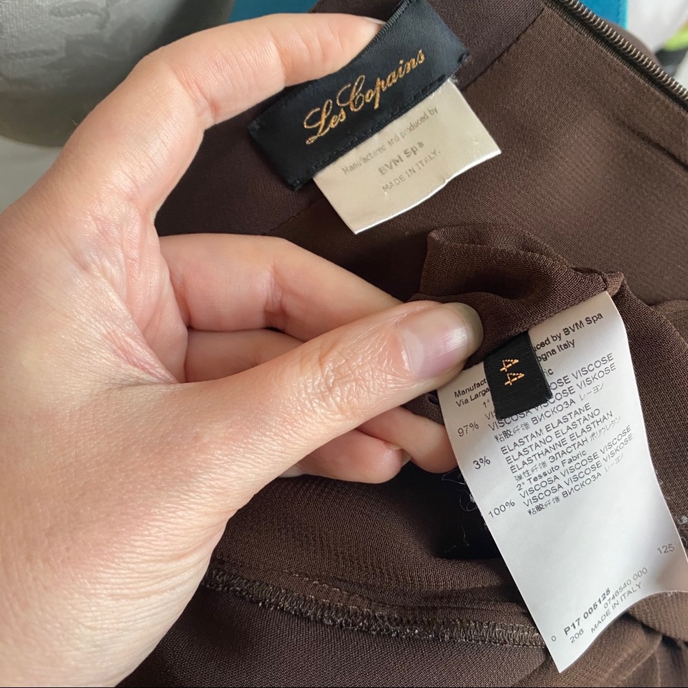 Les Copains S/M Minimalist Short Shift Dress Brown - Picture 7 of 8